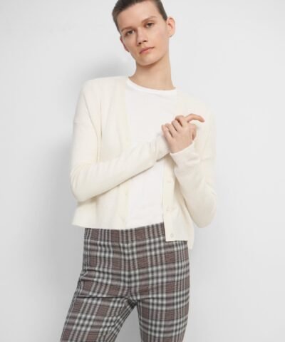 Theory Cropped Cardigan In Feather Cashmere