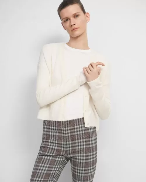 Theory Cropped Cardigan In Feather Cashmere