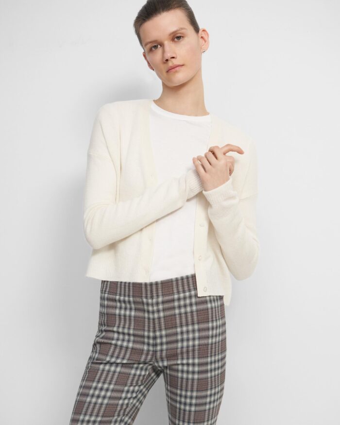 Theory Cropped Cardigan In Feather Cashmere