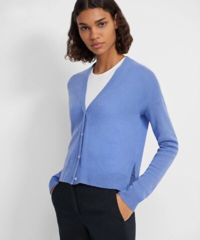 Theory Cropped Cardigan In Feather Cashmere