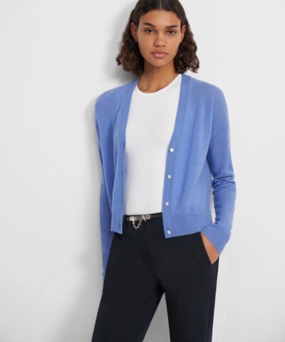 Theory Cropped Cardigan In Feather Cashmere