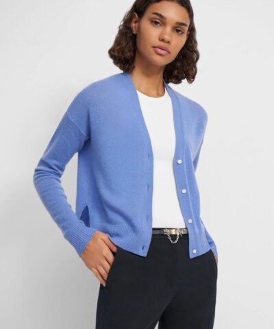 Theory Cropped Cardigan In Feather Cashmere