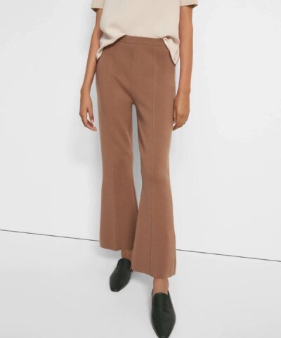 Theory Flare Pant in Empire Wool, Light Camel