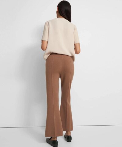 Theory Flare Pant in Empire Wool, Light Camel
