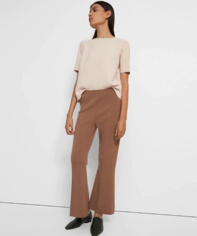 Theory Flare Pant in Empire Wool, Light Camel