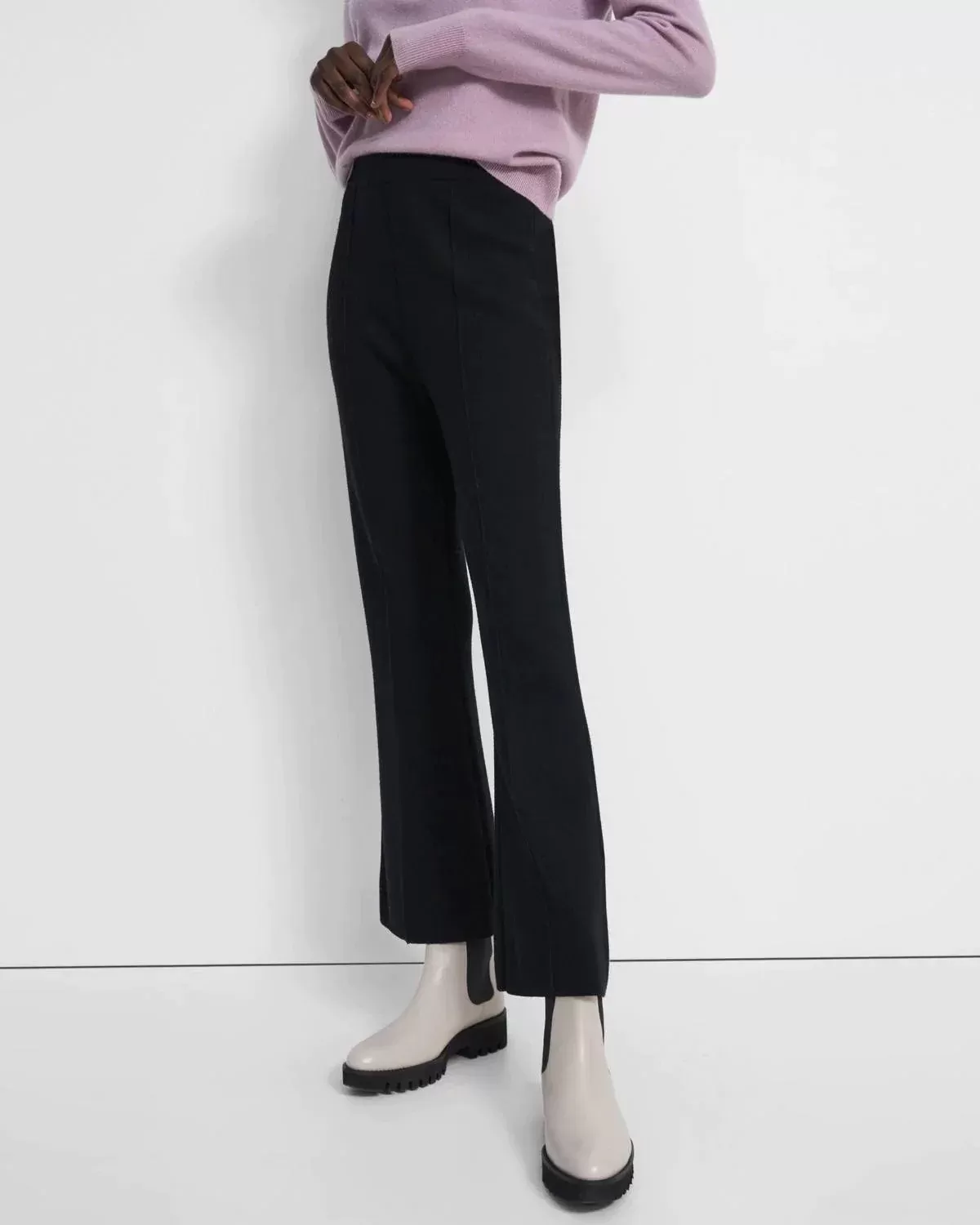 Theory Flare Pant in Empire Wool, Black