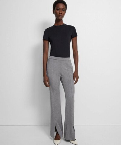 Theory Slit Demitria Pant in Double-Knit Jersey