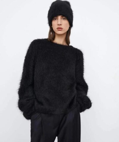 TOTÊME Alpaca Knit Beanie Black Melange