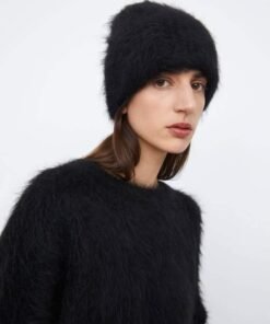 TOTÊME Alpaca Knit Beanie Black Melange