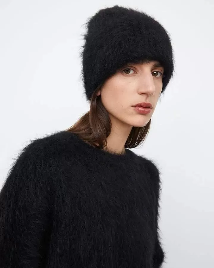 TOTÊME Alpaca Knit Beanie Black Melange