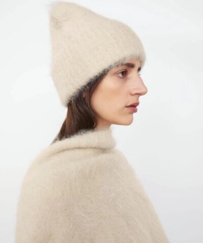 TOTÊME Alpaca Knit Beanie Off-White Melange
