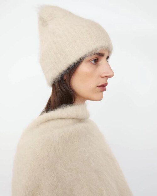 TOTÊME Alpaca Knit Beanie Off-White Melange