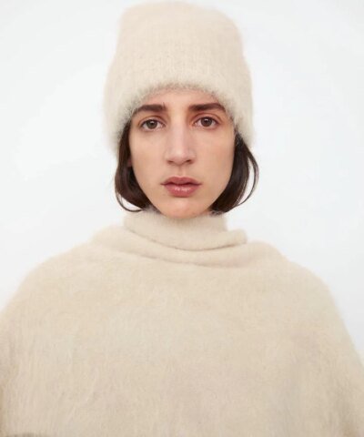 TOTÊME Alpaca Knit Beanie Off-White Melange
