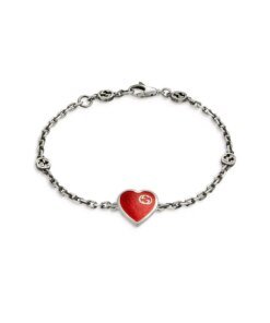 Gucci GG Hearts Sterling Silver & Red Enamel Bracelet