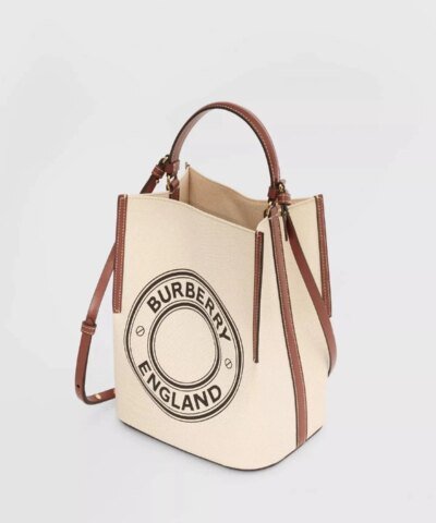Burberry Small Logo Graphic Cotton Canvas Peggy Bucket Bag