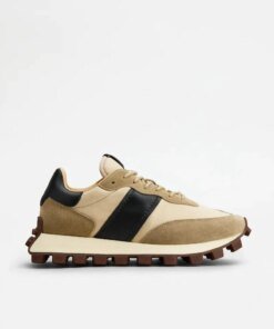 Tod's Men's Sneakers 1T In Suede And Fabric - Beige, Black