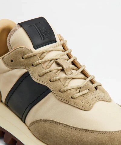 Tod's Men's Sneakers 1T In Suede And Fabric - Beige, Black