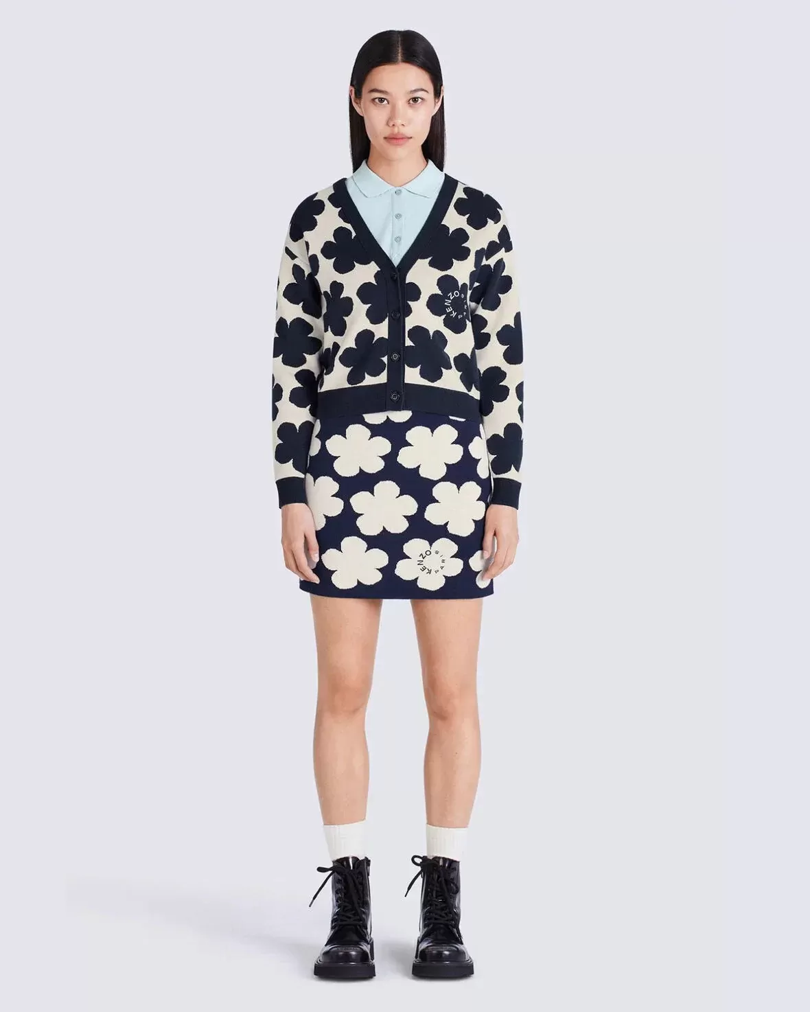 Kenzo Jacquard Daisy V-Neck Cardigan