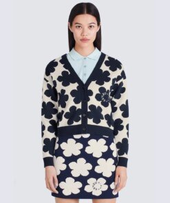 Kenzo Jacquard Daisy V-Neck Cardigan