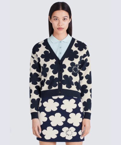 Kenzo Jacquard Daisy V-Neck Cardigan