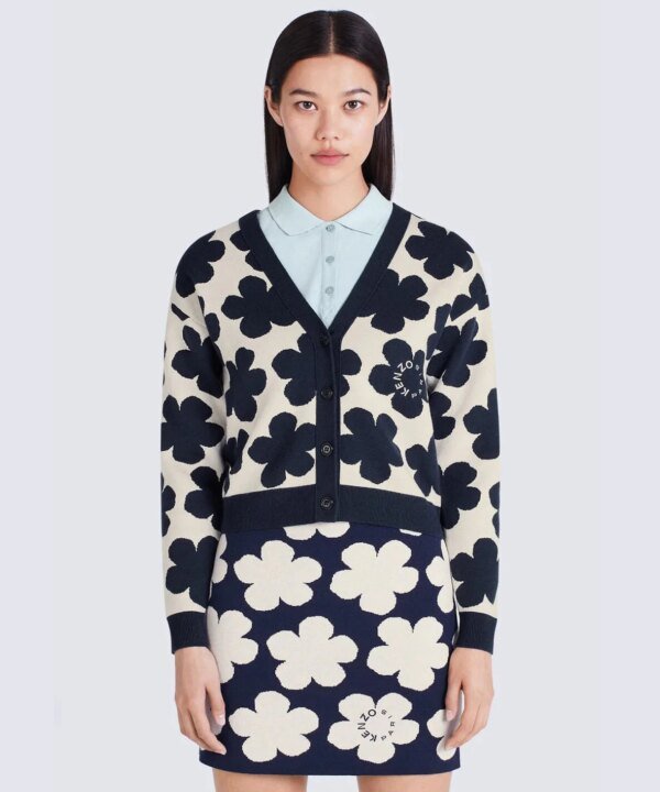 Kenzo Jacquard Daisy V-Neck Cardigan