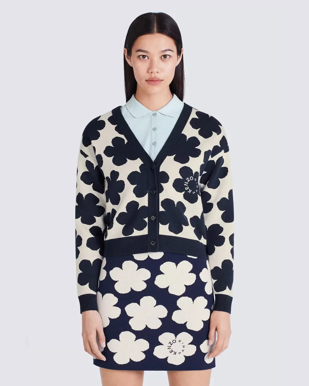 Kenzo Jacquard Daisy V-Neck Cardigan