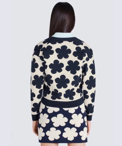 Kenzo Jacquard Daisy V-Neck Cardigan