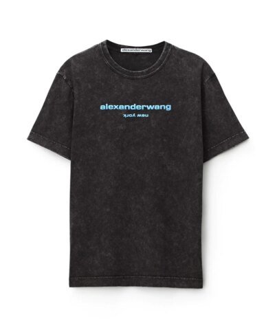 Alexander Wang Printed Acid-Wash Cotton-Jersey T-Shirt