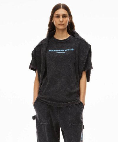 Alexander Wang Printed Acid-Wash Cotton-Jersey T-Shirt