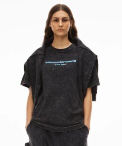 Alexander Wang Printed Acid-Wash Cotton-Jersey T-Shirt