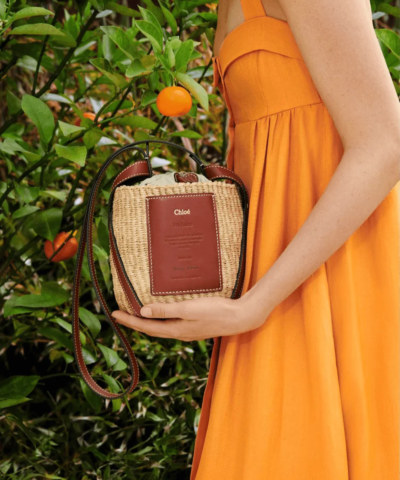 Chloe X Mifuko Small Straw Basket Crossbody Bag In Blue