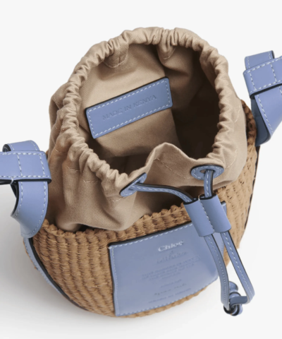 Chloe X Mifuko Small Straw Basket Crossbody Bag In Blue