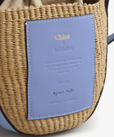 Chloe X Mifuko Small Straw Basket Crossbody Bag In Blue
