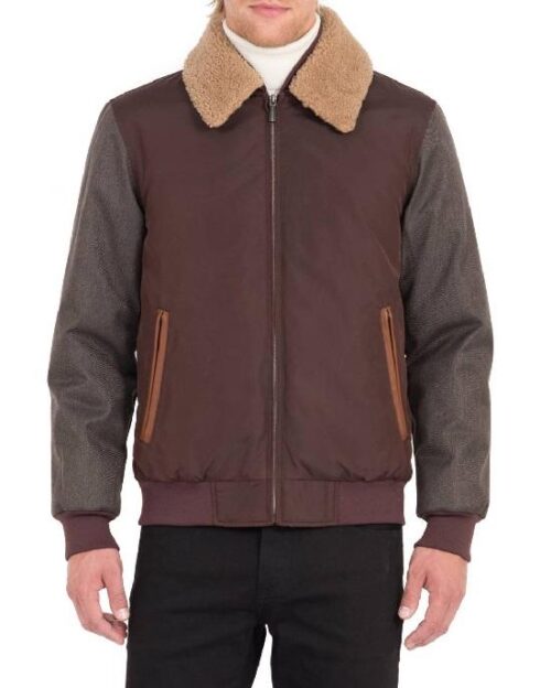 RAINFOREST Waxed Nylon Jacket with Faux Shearling Collar