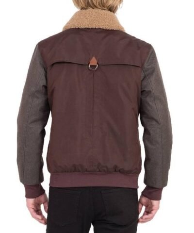 RAINFOREST Waxed Nylon Jacket with Faux Shearling Collar