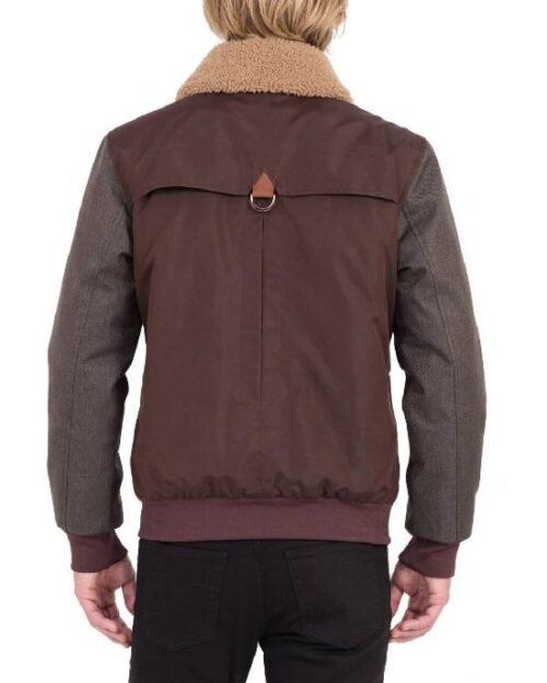 RAINFOREST Waxed Nylon Jacket with Faux Shearling Collar