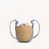 Chloe X Mifuko Small Straw Basket Crossbody Bag In Blue