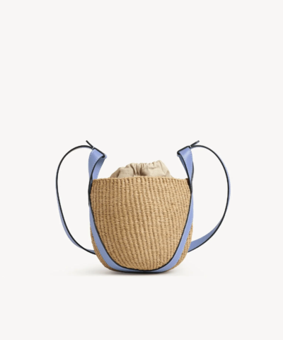 Chloe X Mifuko Small Straw Basket Crossbody Bag In Blue