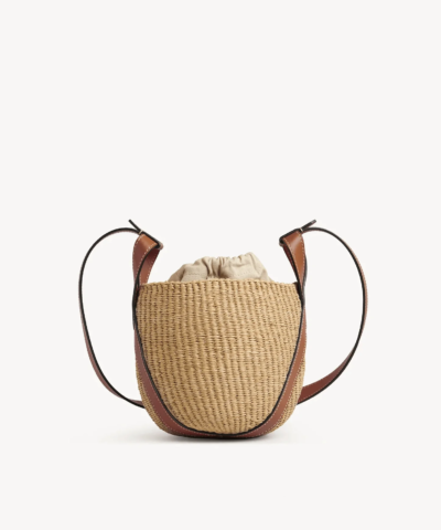 Chloe X Mifuko Small Straw Basket Crossbody Bag In Brown