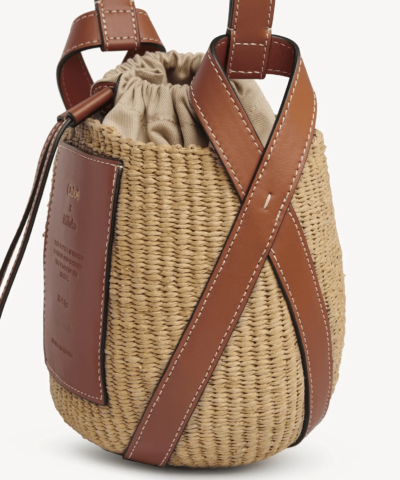 Chloe X Mifuko Small Straw Basket Crossbody Bag In Brown