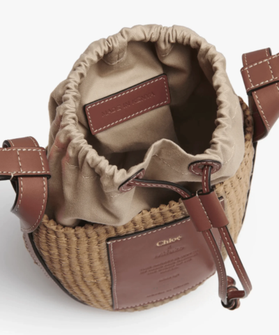Chloe X Mifuko Small Straw Basket Crossbody Bag In Brown