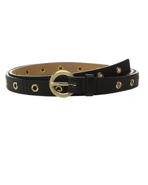 Michael Kors Women's Genuine Leather Skinny Grommet Belt