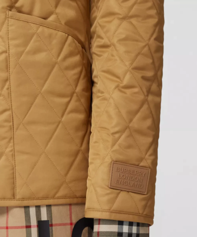Burberry Corduroy Collar Diamond Quilted Jacket In Camel
