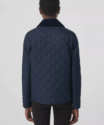 Burberry Corduroy Collar Diamond Quilted Jacket In Midnight