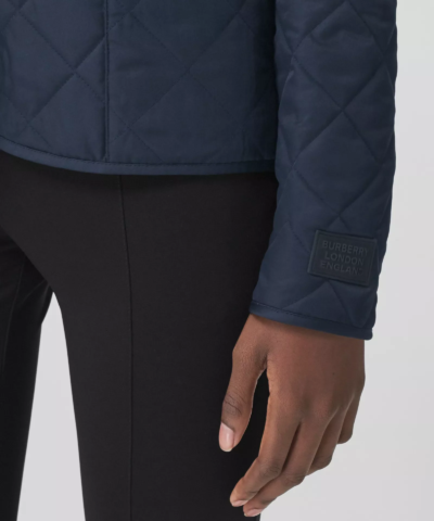 Burberry Corduroy Collar Diamond Quilted Jacket In Midnight