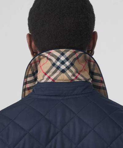 Burberry Corduroy Collar Diamond Quilted Jacket In Midnight