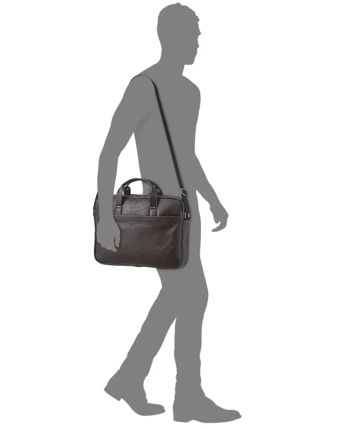 Men's Slim Faux-Leather Briefcase