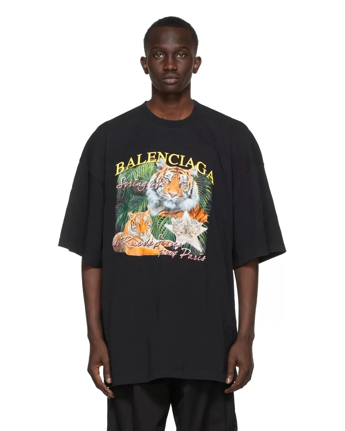 Balenciaga Spring 22 Tiger Small Fit Tee Black