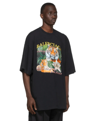 Balenciaga Spring 22 Tiger Small Fit Tee Black