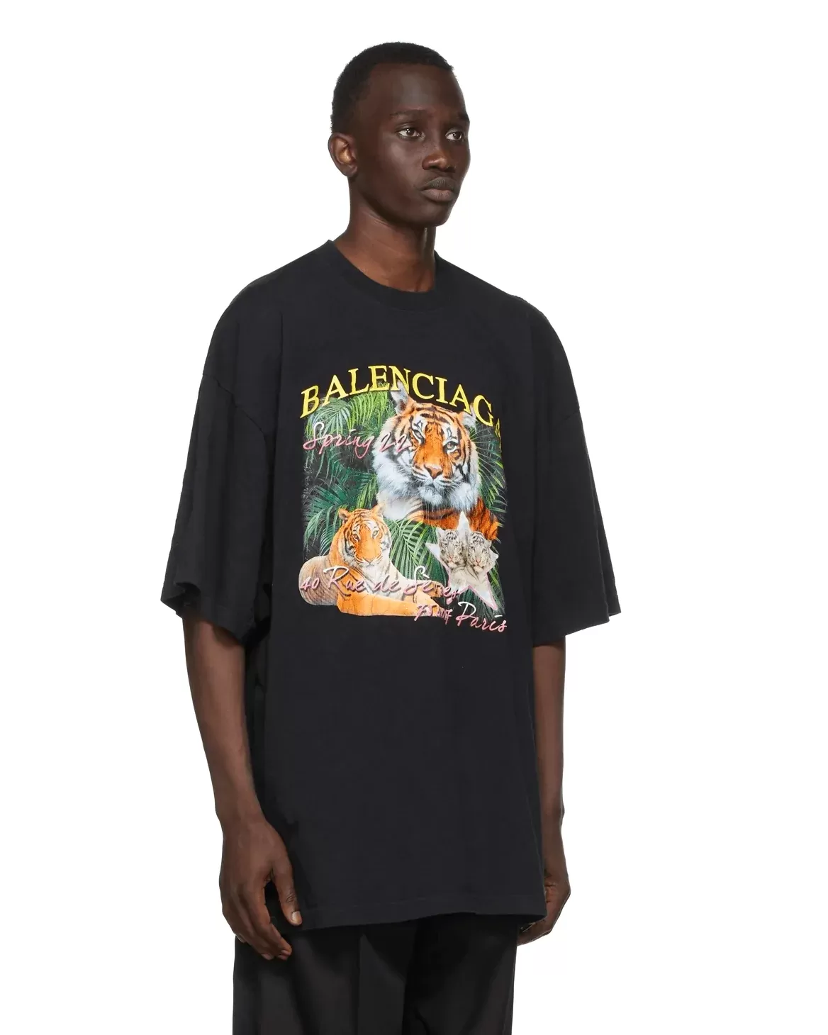 Balenciaga Spring 22 Tiger Small Fit Tee Black